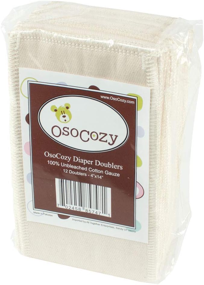 OsoCozy Gauze Cloth Diaper Doublers - 100% Unbleached Gauze Weaved Cotton, 4x12 inches, 6 Layers Thick. Add Extra Absorbency to Your Cloth Diapers - 12 Pack - Image 2